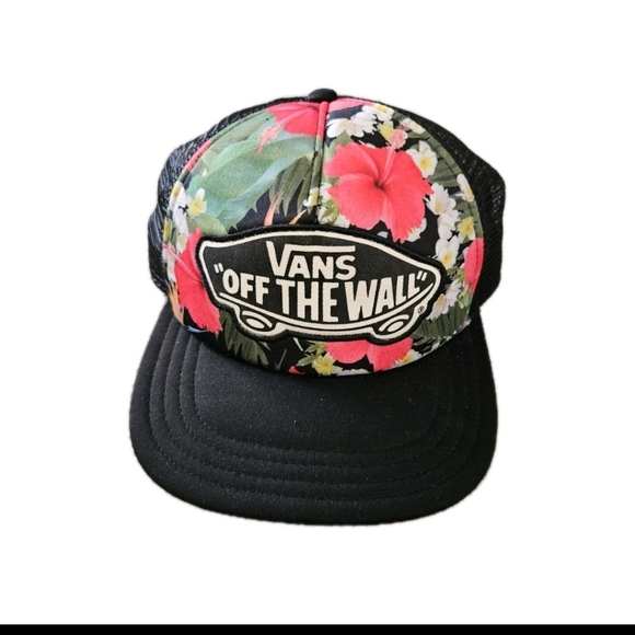 Vans Off The Wall Unisex Snap Back Trucker Hawaiian Print Floral Hat - Picture 1 of 9